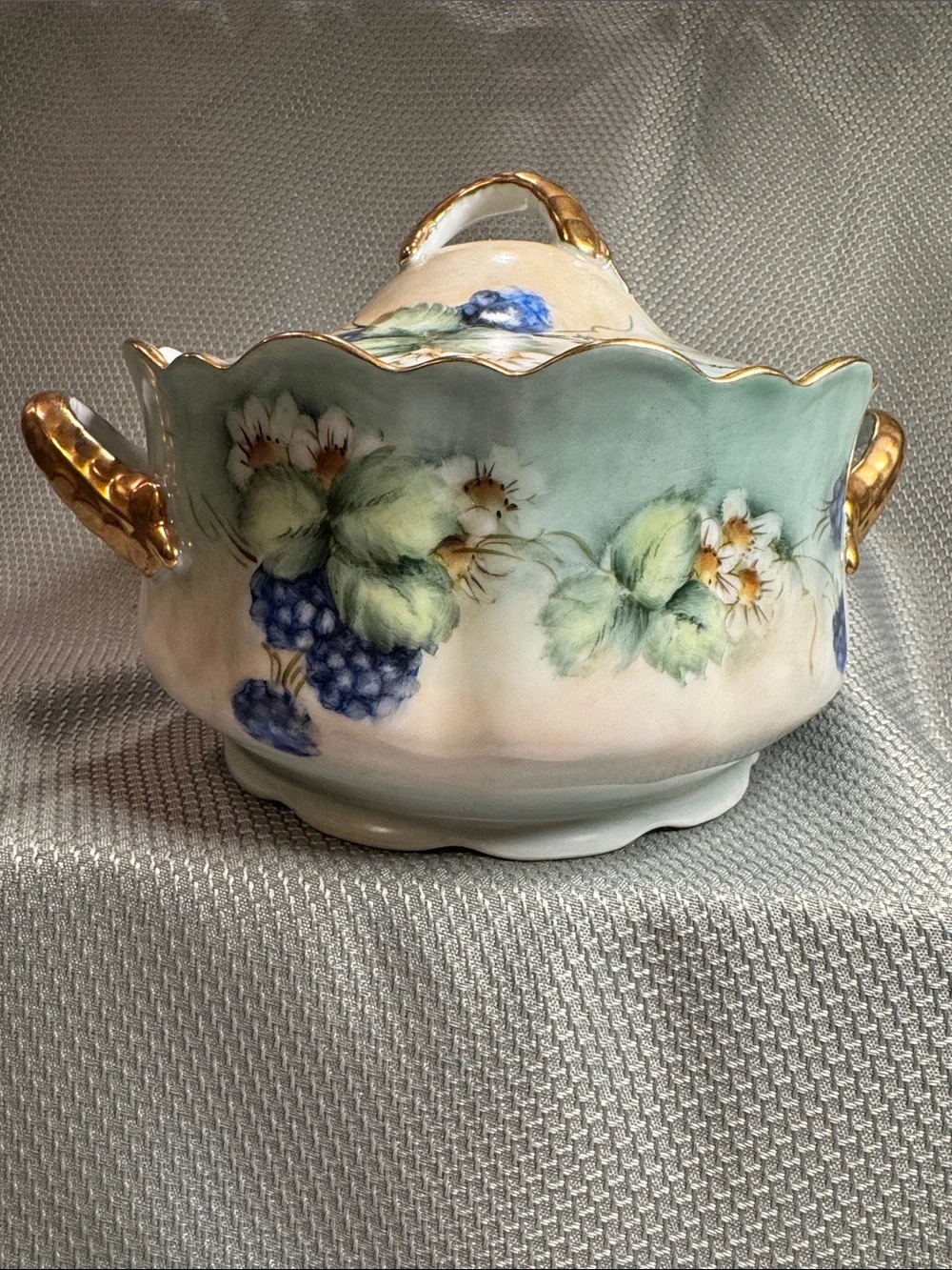 Stunning Vintage Hand Painted Signed “Marla King” Porcelain Covered Dish